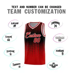 Red Gradient Dots Pattern Basketball Jersey 4
