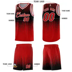 Red Gradient Dots Pattern Basketball Jersey 5