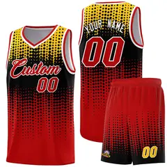 Red Gradient Dots Pattern Basketball Jersey