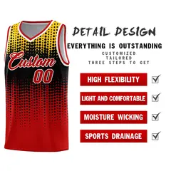 Red Gradient Dots Pattern Basketball Jersey 2