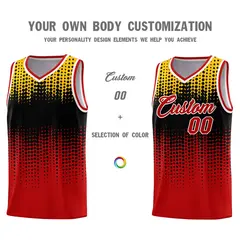 Red Gradient Dots Pattern Basketball Jersey 3