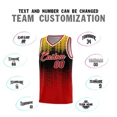 Red Gradient Dots Pattern Basketball Jersey 4