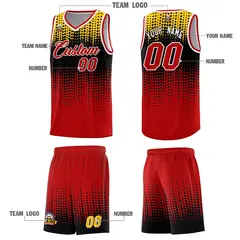 Red Gradient Dots Pattern Basketball Jersey 5