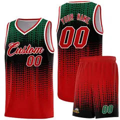 Red Gradient Dots Pattern Basketball Jersey