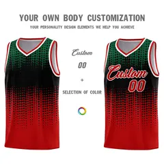Red Gradient Dots Pattern Basketball Jersey 3