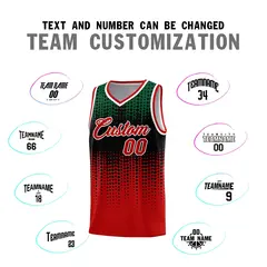 Red Gradient Dots Pattern Basketball Jersey 4