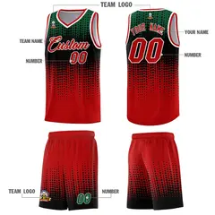 Red Gradient Dots Pattern Basketball Jersey 5