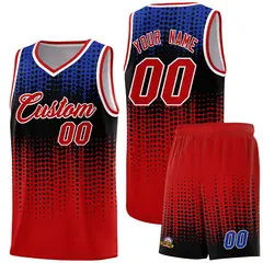 Red Gradient Dots Pattern Basketball Jersey
