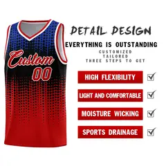 Red Gradient Dots Pattern Basketball Jersey 2