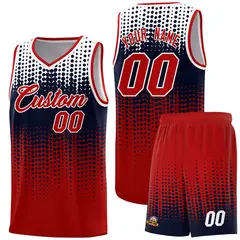 Red Gradient Dots Pattern Basketball Jersey
