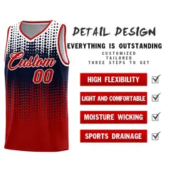 Red Gradient Dots Pattern Basketball Jersey 2