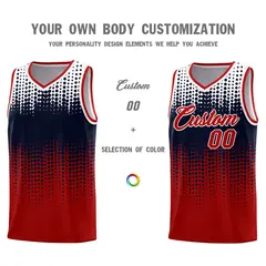 Red Gradient Dots Pattern Basketball Jersey 3
