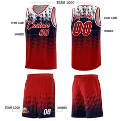Red Gradient Dots Pattern Basketball Jersey 5