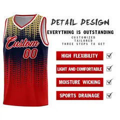 Red Gradient Dots Pattern Basketball Jersey 2