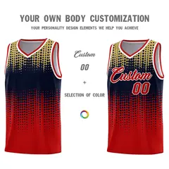 Red Gradient Dots Pattern Basketball Jersey 3