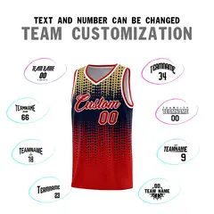 Red Gradient Dots Pattern Basketball Jersey 4