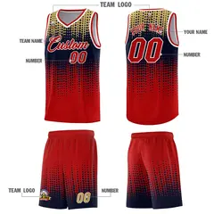Red Gradient Dots Pattern Basketball Jersey 5