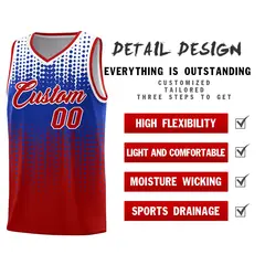 Red Gradient Dots Pattern Basketball Jersey 2