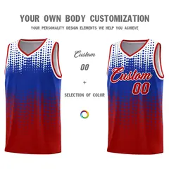 Red Gradient Dots Pattern Basketball Jersey 3