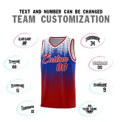 Red Gradient Dots Pattern Basketball Jersey 4