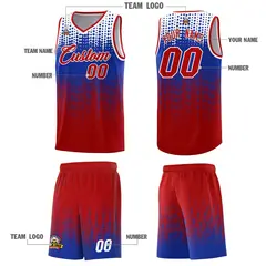 Red Gradient Dots Pattern Basketball Jersey 5