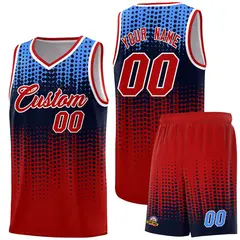 Red Gradient Dots Pattern Basketball Jersey