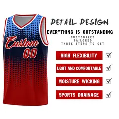 Red Gradient Dots Pattern Basketball Jersey 2