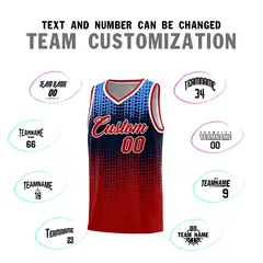 Red Gradient Dots Pattern Basketball Jersey 4