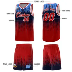 Red Gradient Dots Pattern Basketball Jersey 5