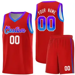 Red Gradient Font Sports Uniform Basketball Jersey