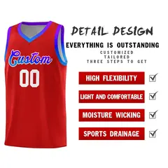 Red Gradient Font Sports Uniform Basketball Jersey 4