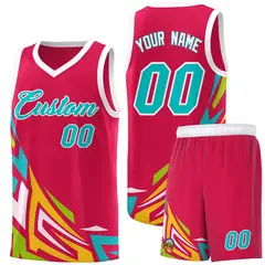 Red Gradient Graffiti Pattern Basketball Jersey