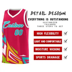 Red Gradient Graffiti Pattern Basketball Jersey 2