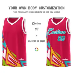 Red Gradient Graffiti Pattern Basketball Jersey 3
