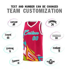 Red Gradient Graffiti Pattern Basketball Jersey 4