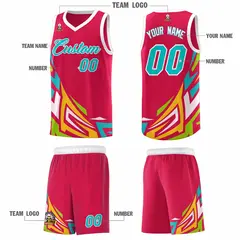 Red Gradient Graffiti Pattern Basketball Jersey 5