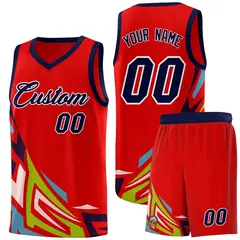 Red Gradient Graffiti Pattern Basketball Jersey