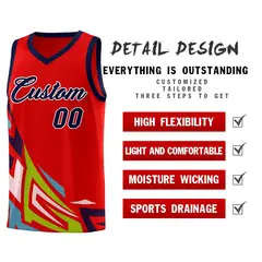 Red Gradient Graffiti Pattern Basketball Jersey 2