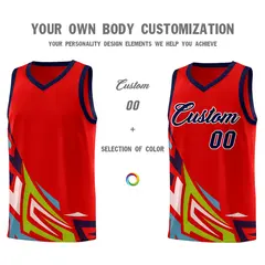 Red Gradient Graffiti Pattern Basketball Jersey 3