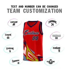 Red Gradient Graffiti Pattern Basketball Jersey 4
