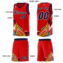 Red Gradient Graffiti Pattern Basketball Jersey 5