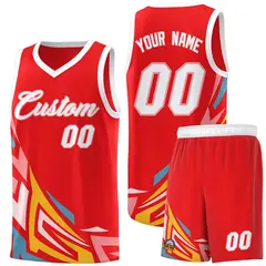 Red Gradient Graffiti Pattern Basketball Jersey 1
