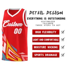 Red Gradient Graffiti Pattern Basketball Jersey 2