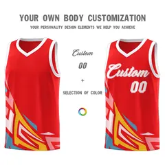 Red Gradient Graffiti Pattern Basketball Jersey 3
