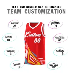 Red Gradient Graffiti Pattern Basketball Jersey 4