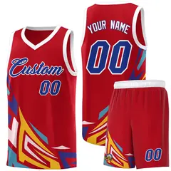 Red Gradient Graffiti Pattern Basketball Jersey 1