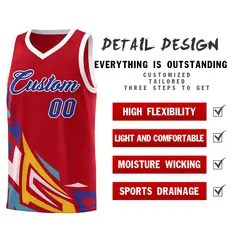 Red Gradient Graffiti Pattern Basketball Jersey 2