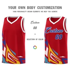 Red Gradient Graffiti Pattern Basketball Jersey 3