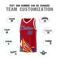 Red Gradient Graffiti Pattern Basketball Jersey 4