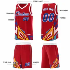 Red Gradient Graffiti Pattern Basketball Jersey 5